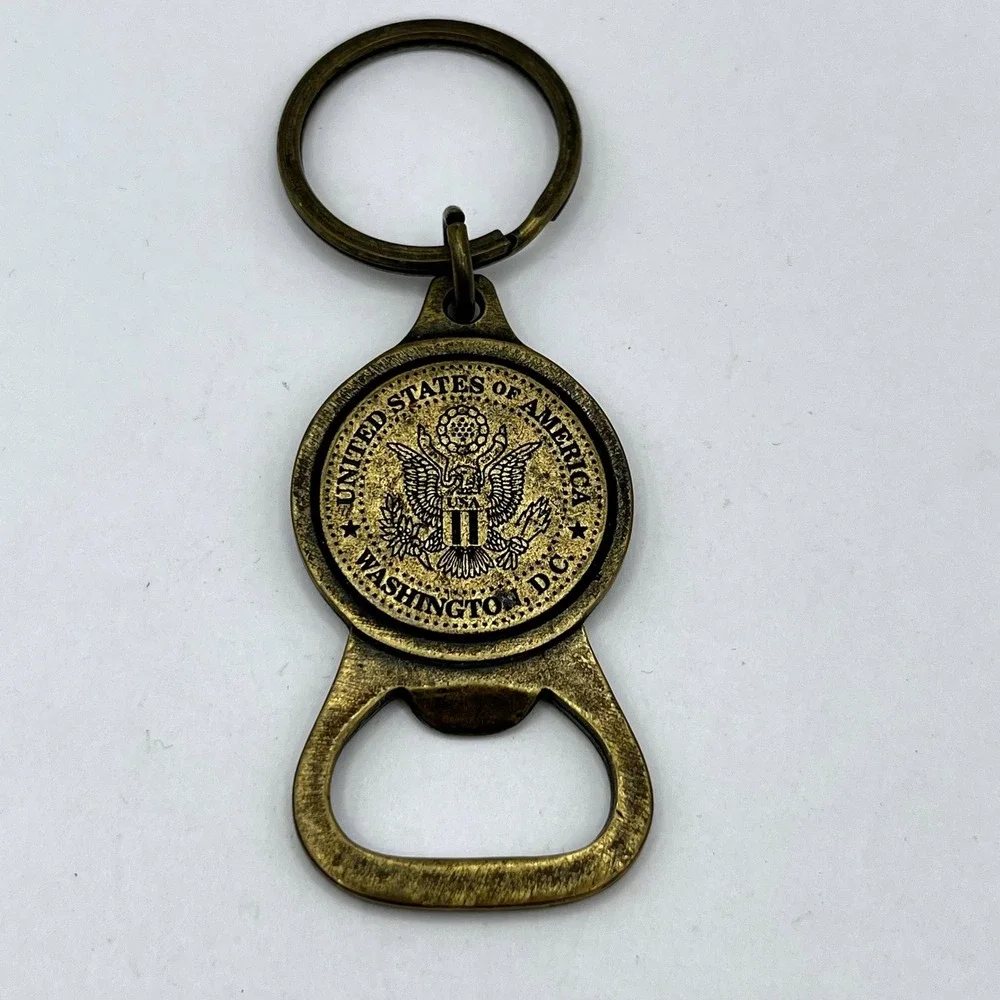 Vintage Washington DC USA Bottle Opener Keychain Brass Tone Souvenir Collectible